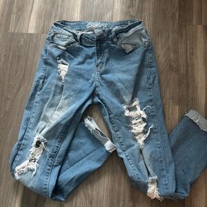 Distressed Blue Jeans